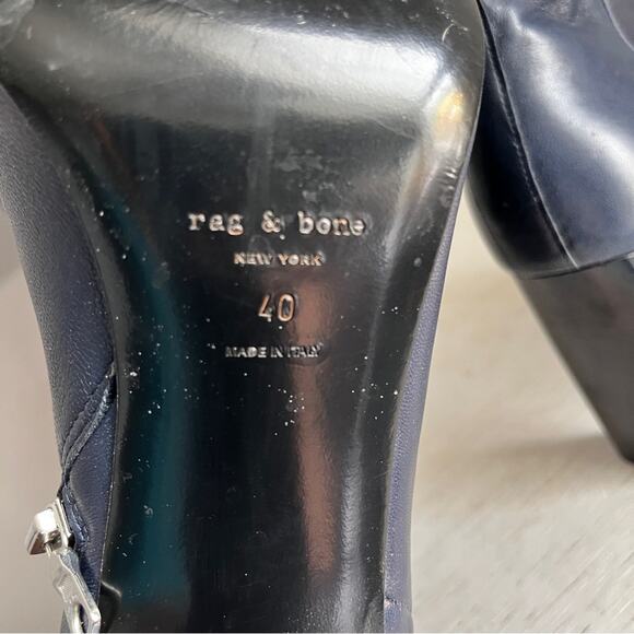 Rag & Bone Navy Ellis leather heeled Ankle Boot size 40 - Picture 10 of 12
